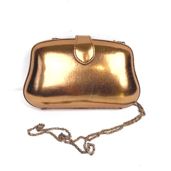 Vintage La Regale Rose Gold Clutch Hard Case Crossbody Chain Strap - Picture 3 of 16